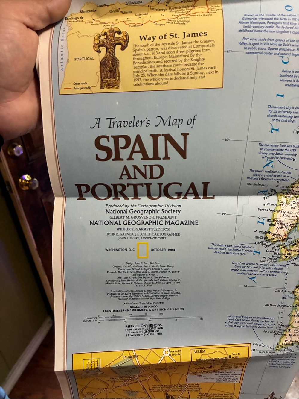 Travelers Map 🗺️ of Spain 🇪🇸 and Portugal 🇵🇹 by National Geographic OCT. 1984